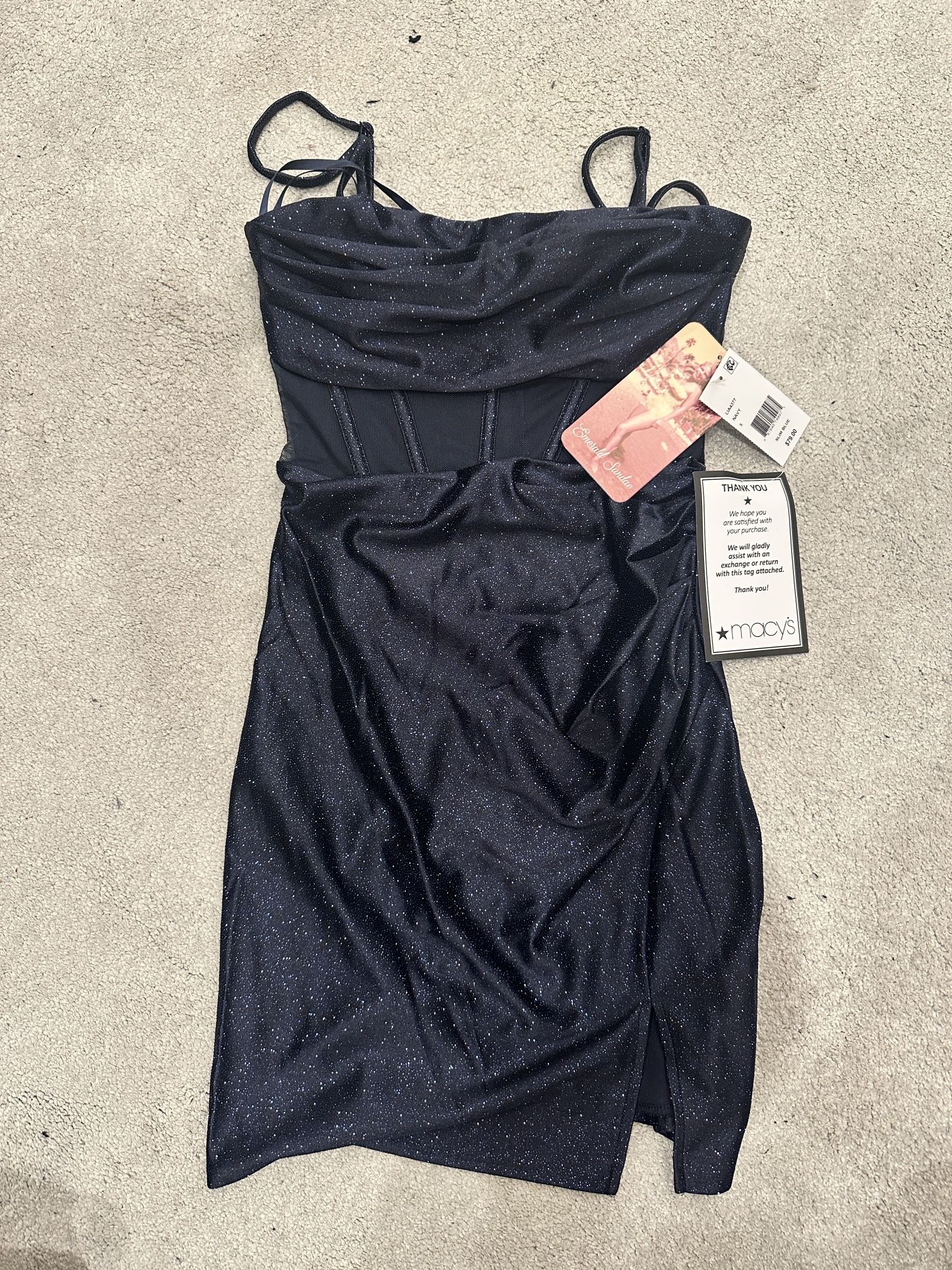 navy blue shimmer corset bodycon dress  size SMALL