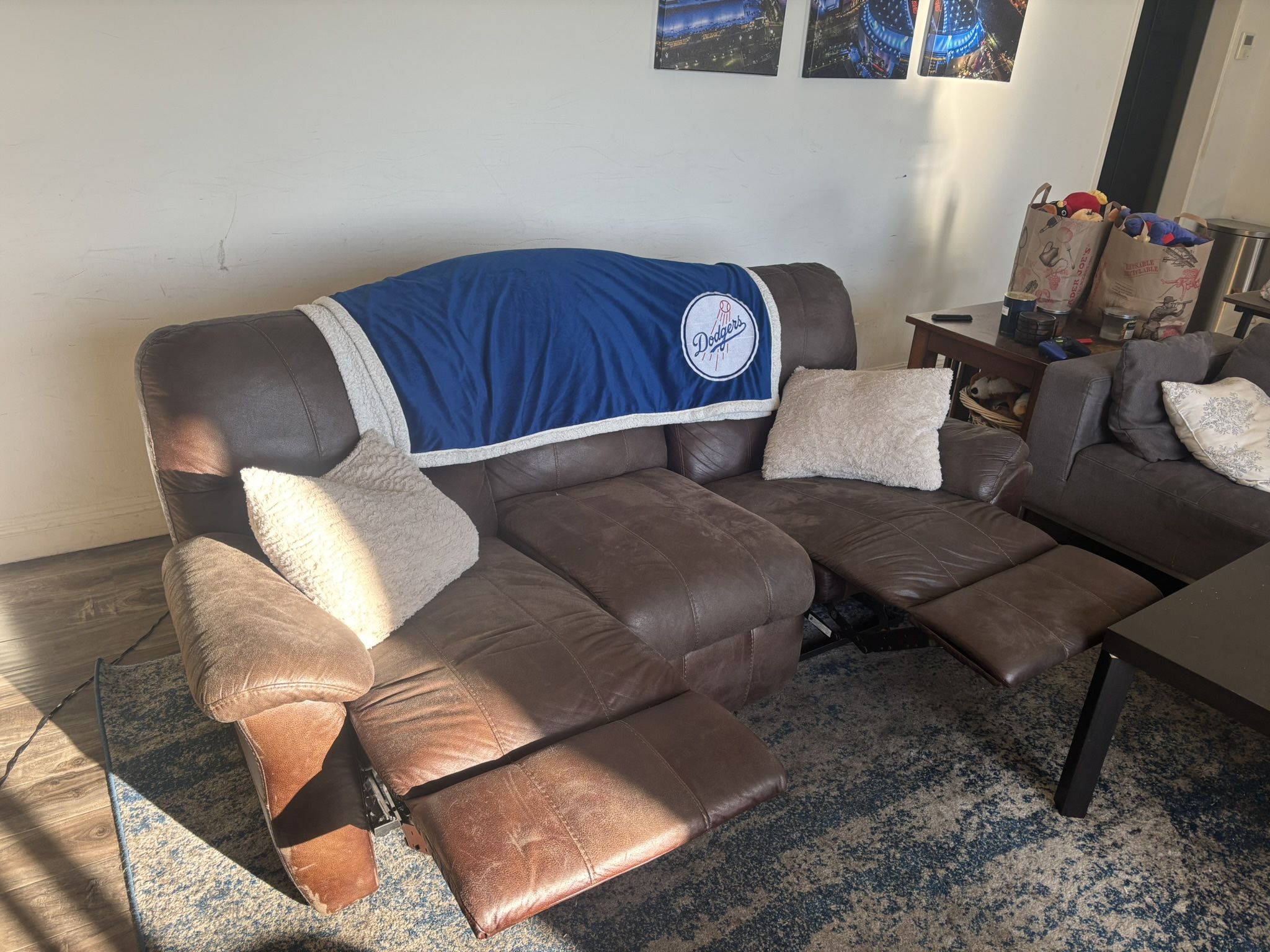 Leather Reclining Couch Set