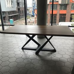 Custom Wood Table w/Metal Base