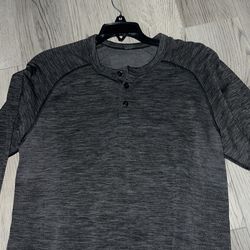 Men’s Size Small Lululemon Henley Button Up Shirt Black And Grey 
