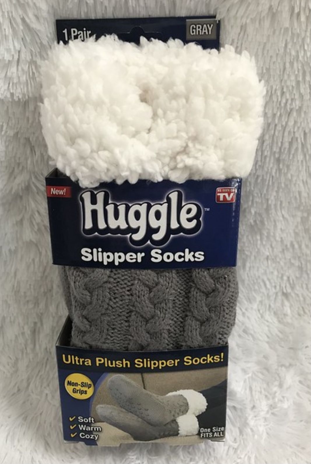 Huggle Slipper Socks Ultra Plush With Grips - 1 Size Fits All, Brand NEW! Porch Pickup or Can Ship!