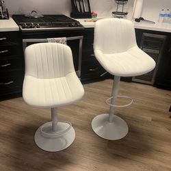 White Leather Bar Stools