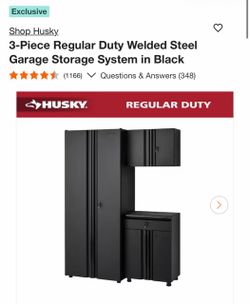 Husky. 3-Piece Regular Duty Welded Steel Garage Storage System in Black