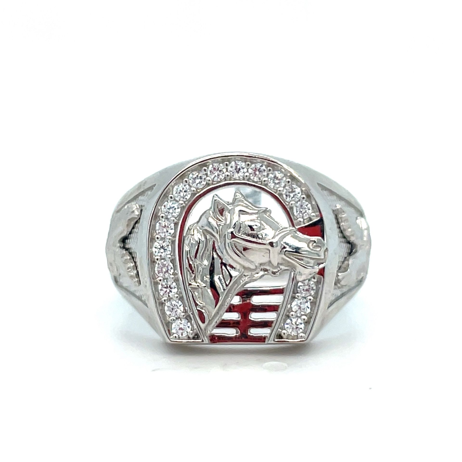 925 Sterling Silver CZ Horse Shoe Ring 7.80g Size 11 180427/2
