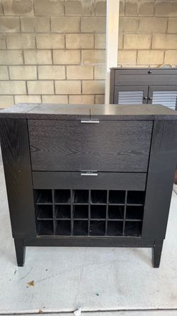 Dark Wood Bar Cabinet with Wine Rack