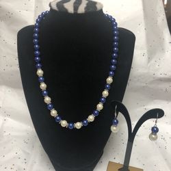 Blue and white shell pearl gift set