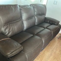 Brown Loveseat And Couch Pair (Power Reclining)