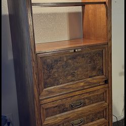 Shelf And Dresser Solid Wood With Hinged Shelf And Light