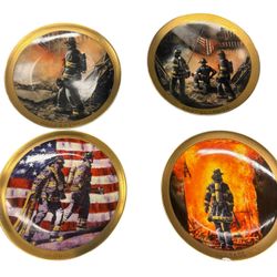 Vintage Lot Of 4 Firefighter (Visions Of Valor) Plates