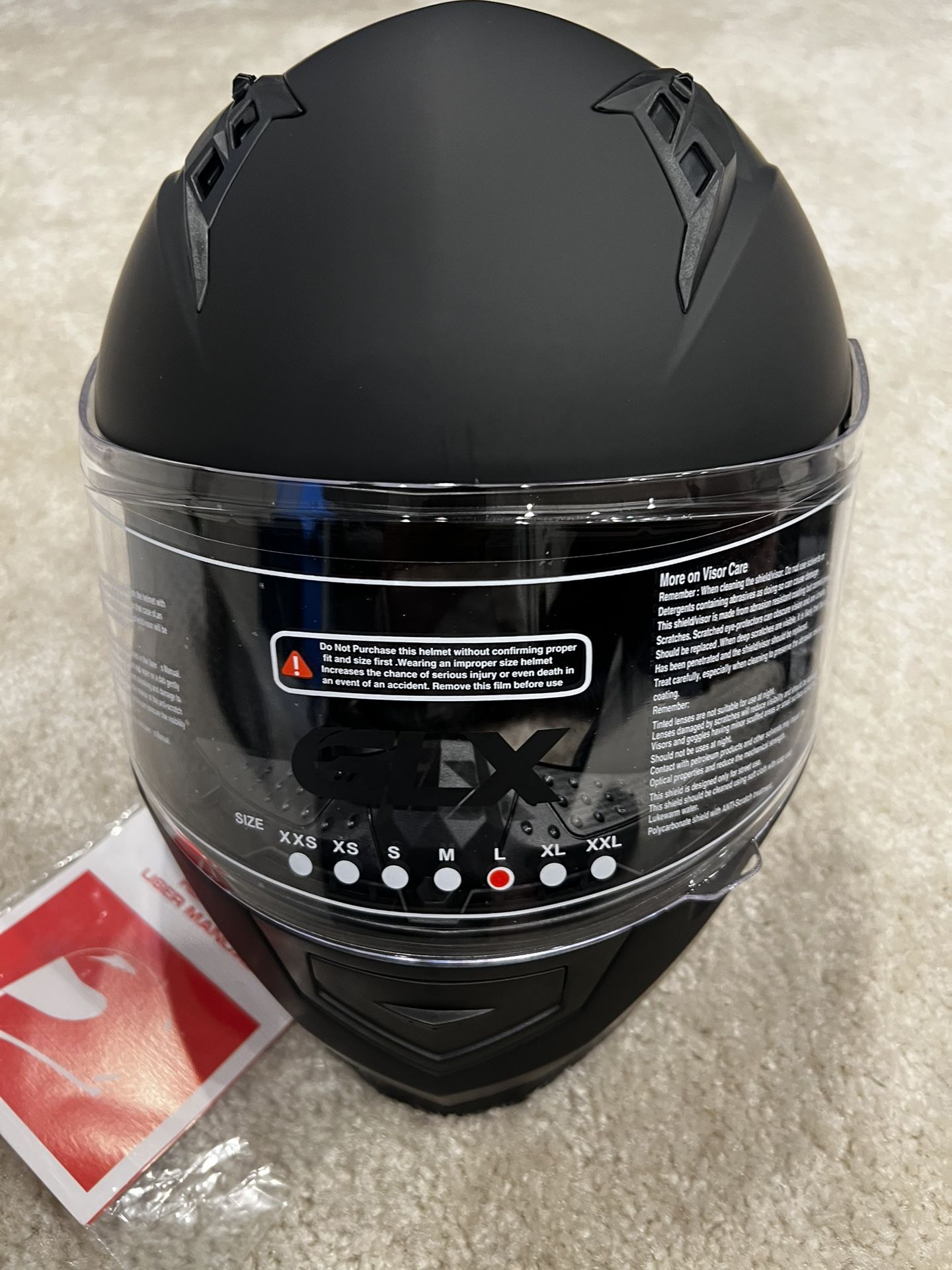 Motorcycle Helmet Black With Tinted Visor Size L New Dot