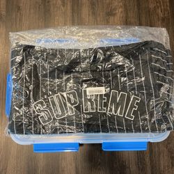 Supreme Rhinestone Stripe Baseball Jersey Black