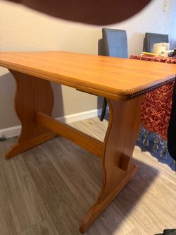 Solid Wood Dining Table with Trestle Base