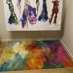 “Haute Couture” colorful rainbow gold paint art painting OAK Z Gallerie Models Fashion Runway