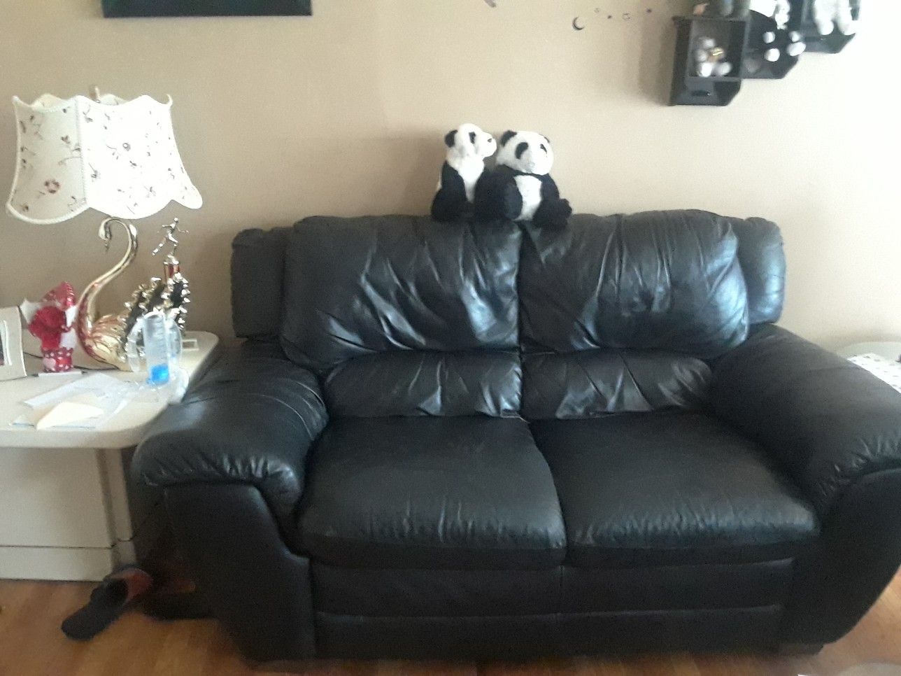 black leather sofa