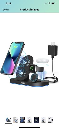 Wireless Charging Station,  3 in 1 Foldable Wireless Charger, 18W Fast Wireless Charging Station for iPhone14/13/12/11/Pro/Max/XS, iWatch S8/7/6