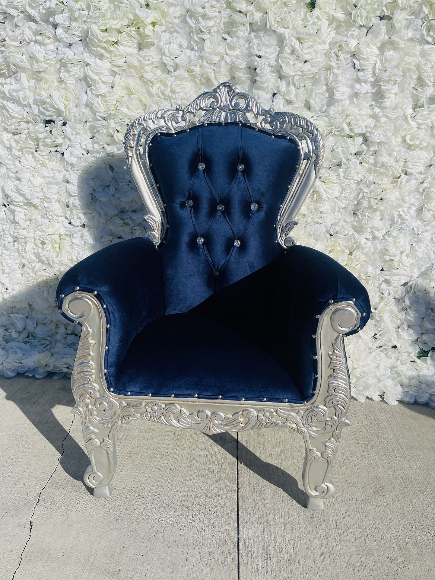 Kid Blue And Silver Throne Chair