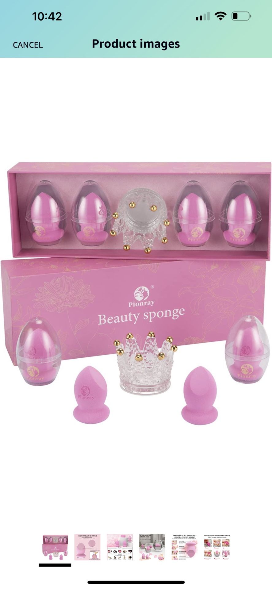 Makeup Sponge, Luxury 4 Pcs Beauty Blender Set, Foundation Blending Sponge, Beauty Sponge Egg with Crystal Crown Holder, Gift for Friend, Sister, Make