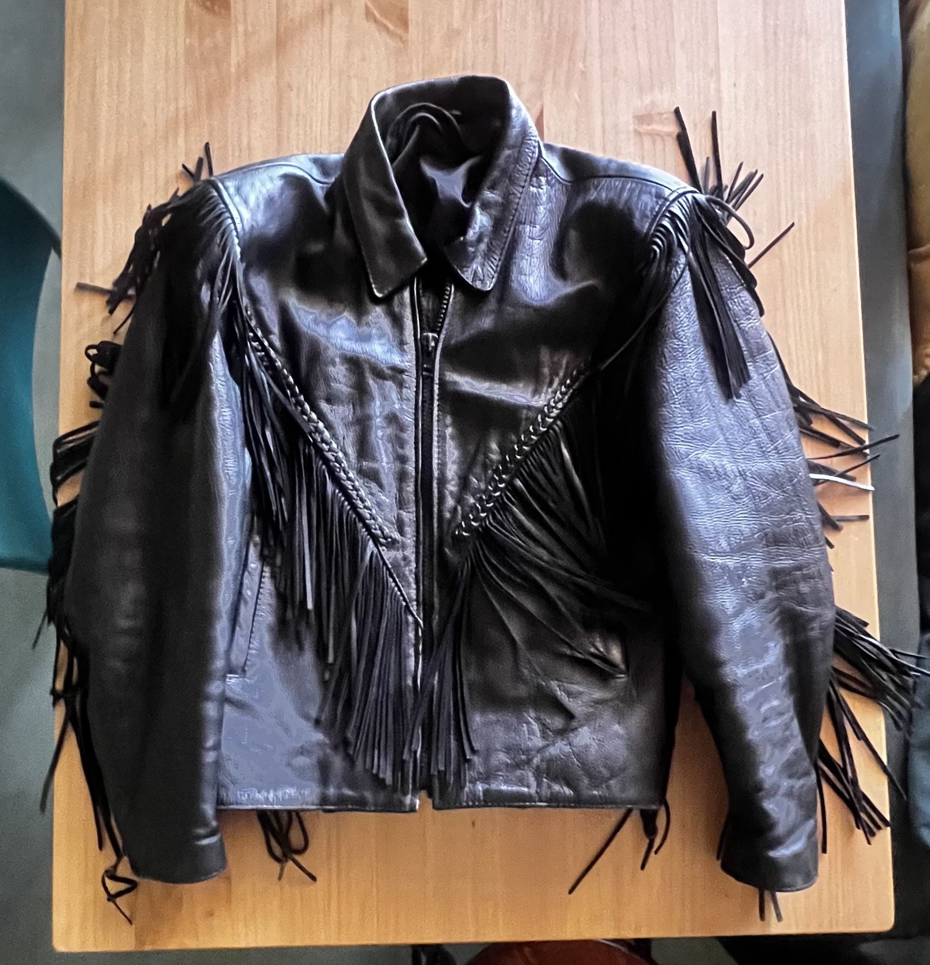 Vintage Leather Jacket With Fringe