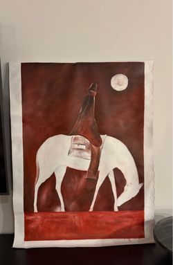 Cowboy in moonlight oil painting 24x36