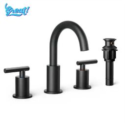 FORIOUS
2-Handle Bathroom Faucet 3 Hole Widespread Bathroom Sink Faucet with Metal Drain and Supply Hose Black