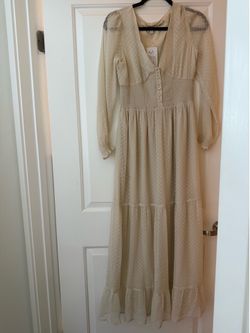 Long sleeve cream colored dress