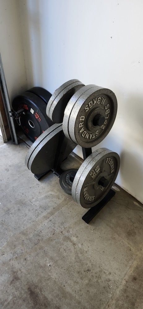 Set Of Weights (Plates) & Stand