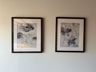 Set of 2 Modern Floral Framed Wall Art Prints (16x20)