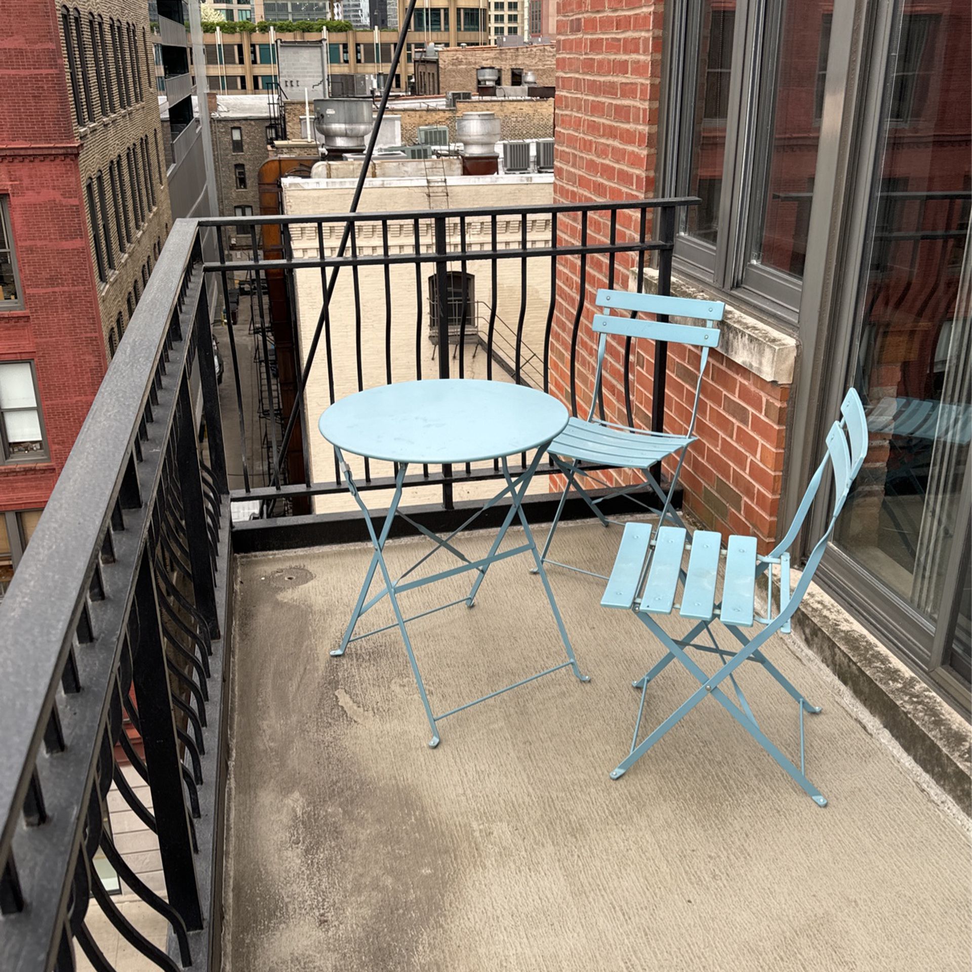 Blue Foldable Table And Chairs 