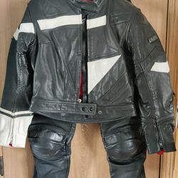 UVEX motorcycle Leather Gear. Jacket & Uattachable Pants