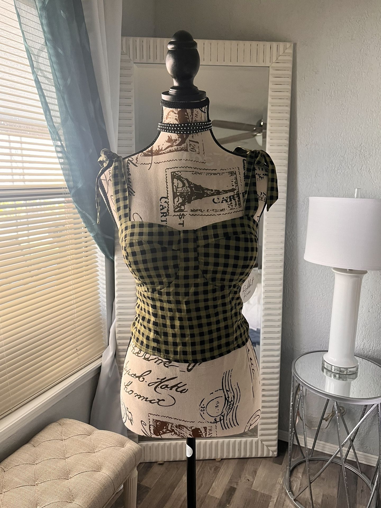 NEW Sexy Plaid Light Green/black Top $10