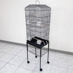 (NEW) $60 Small to Medium Bird Cage 60” Tall Parrot Parakeet Cockatiel Bird Cage 18x14x60” Rolling Stand 