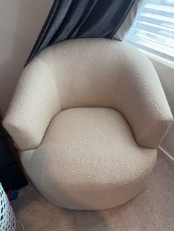 Cream Boucle Barrel Accent Chair
