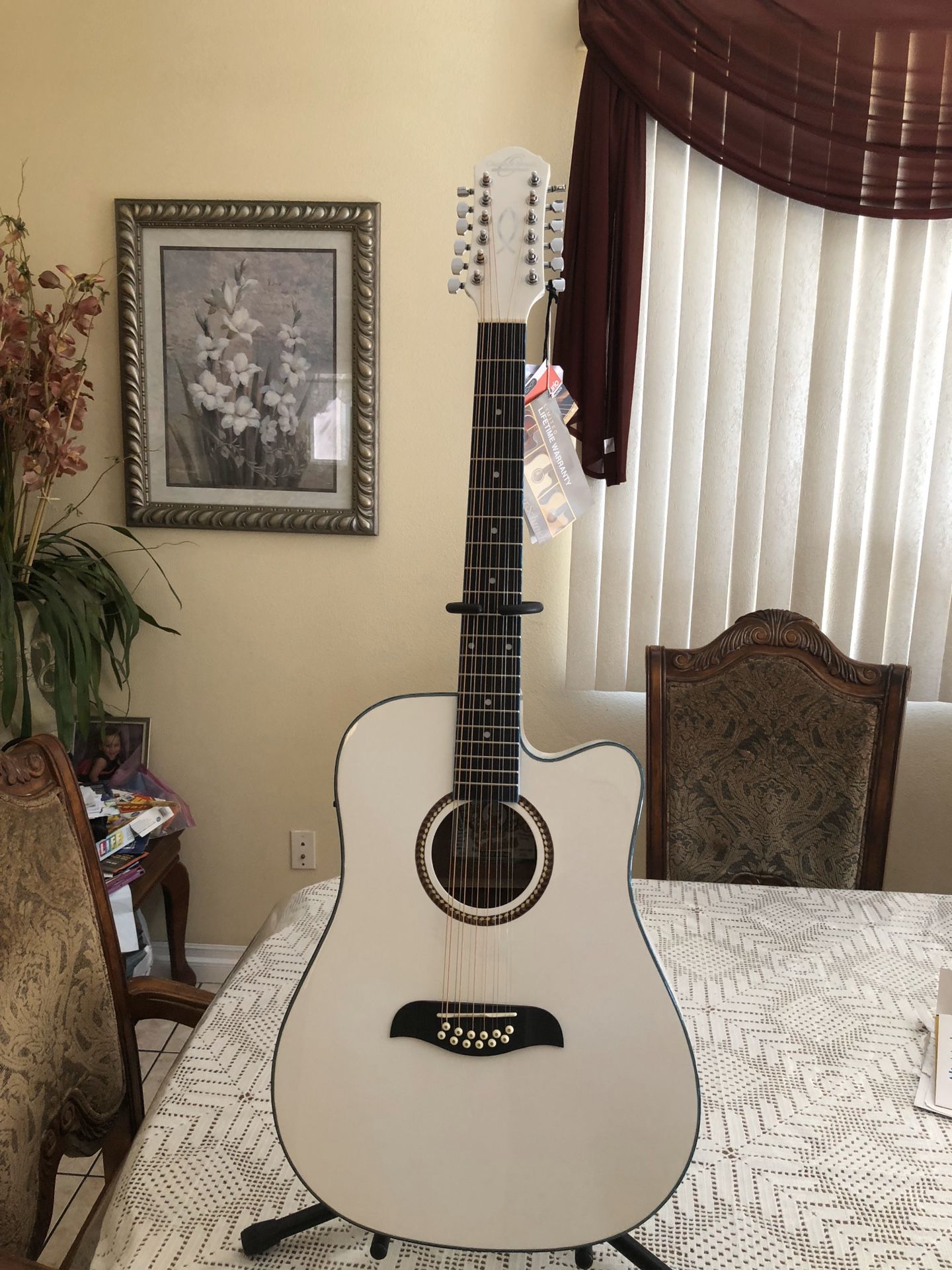 Oscar Schmidt 12 string electric acoustic guitar with built in tuner