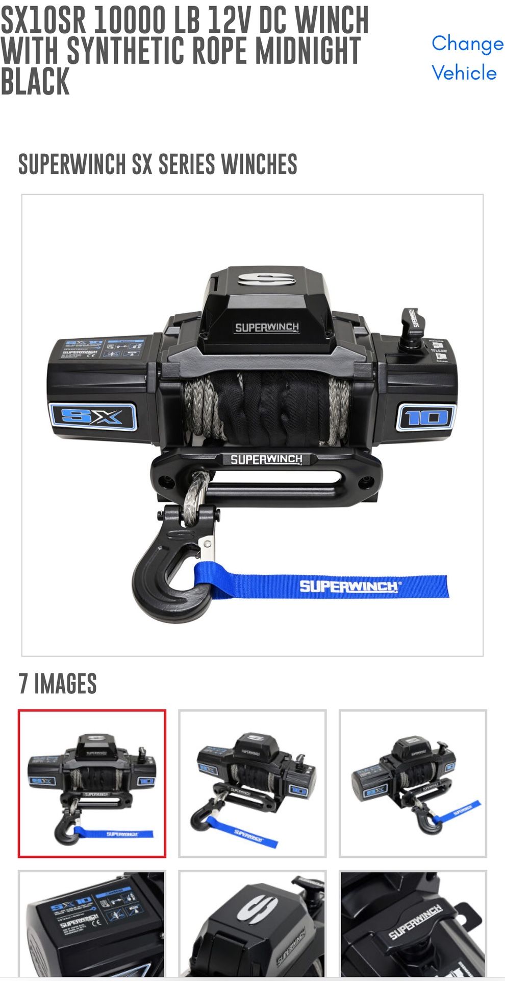 Superwinch SX10SR 10,000 LB 12V Winch With Synthetic Rope Midnight Black