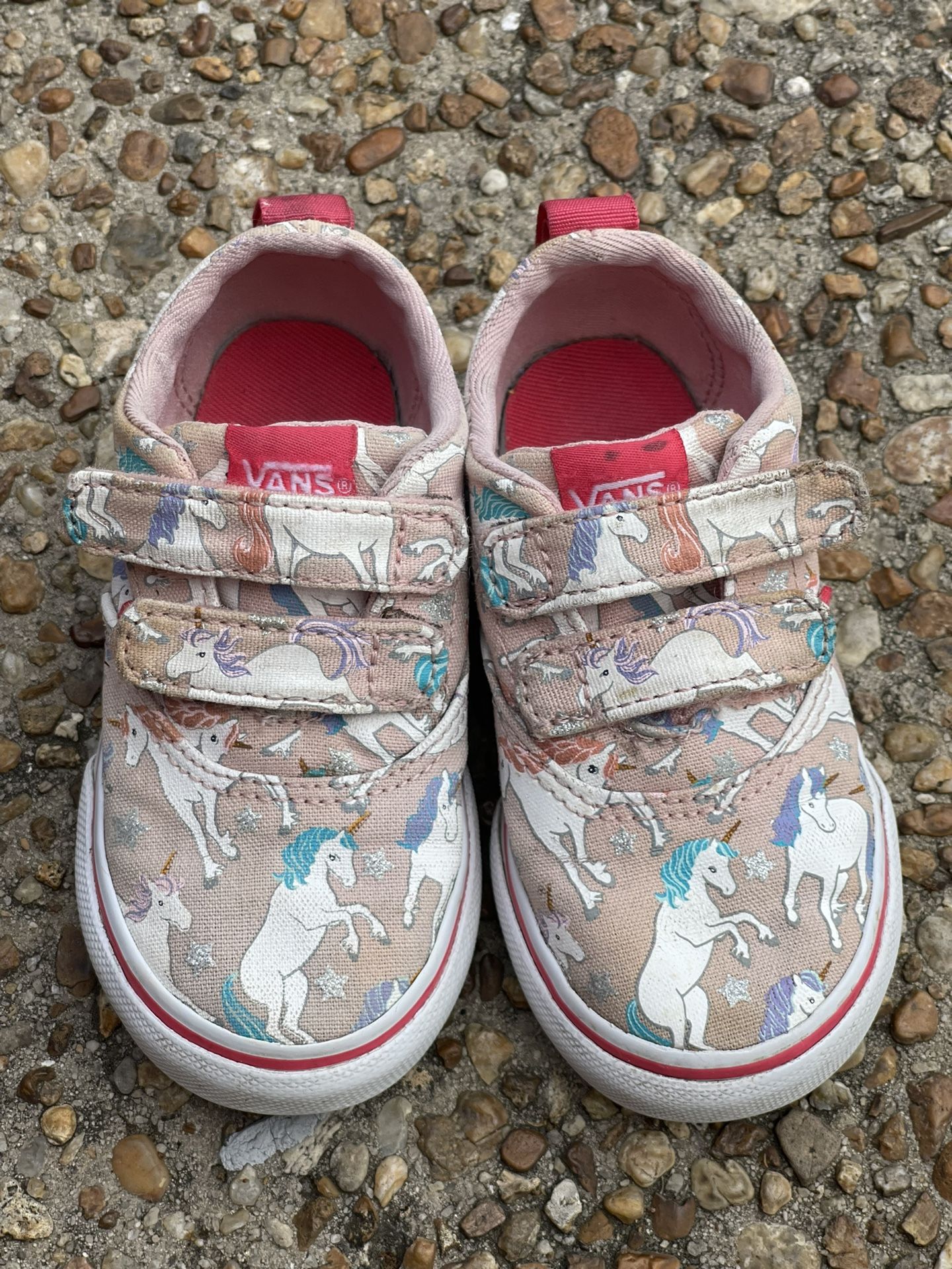 Infant/Toddler Girls Shoes size 6 - Vans Doheny Unicorn Stars Pink Skater Skate Sneakers - Velcro