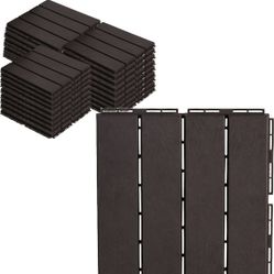 Interlocking Deck Tiles Plastic Waterproof Outdoor Flooring 12" x 12"