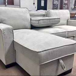 Light Grey Sofa Sleeper With Storage 🔥Financing Available 