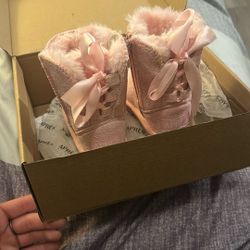 Girls Pink Fur Boots