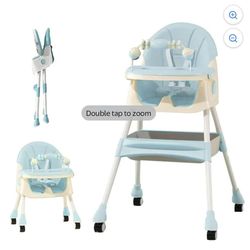 4-in-1 Baby High Chair Portable Toddler Dining Chairs Eat & Play Convertible Highchair with Adjustable Tray, Green