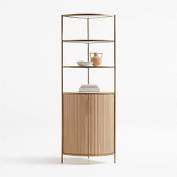 Crate and Barrel Corner Bookshelf Cabinet