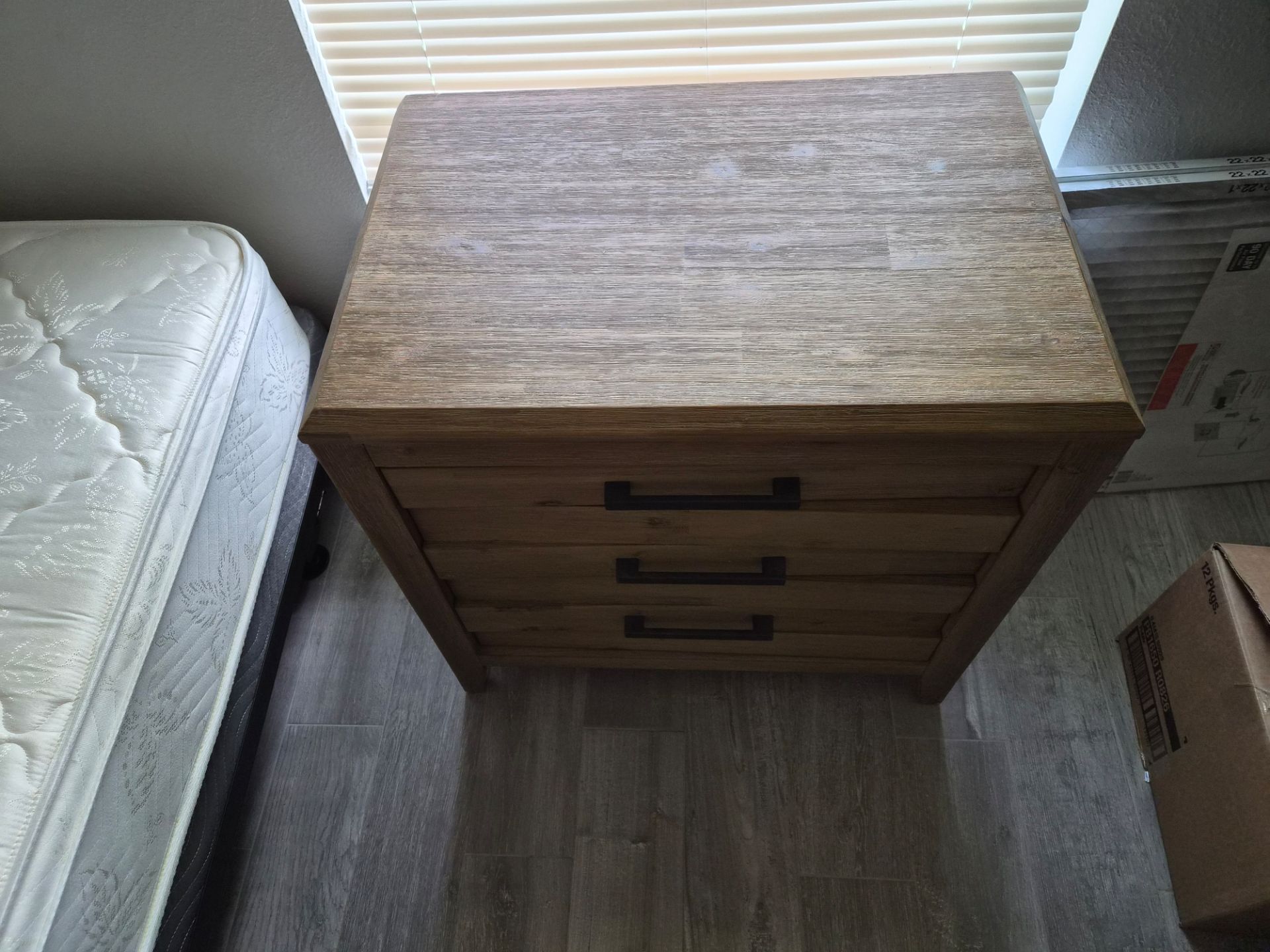 Twin bed and box spring and frame and 1 end table