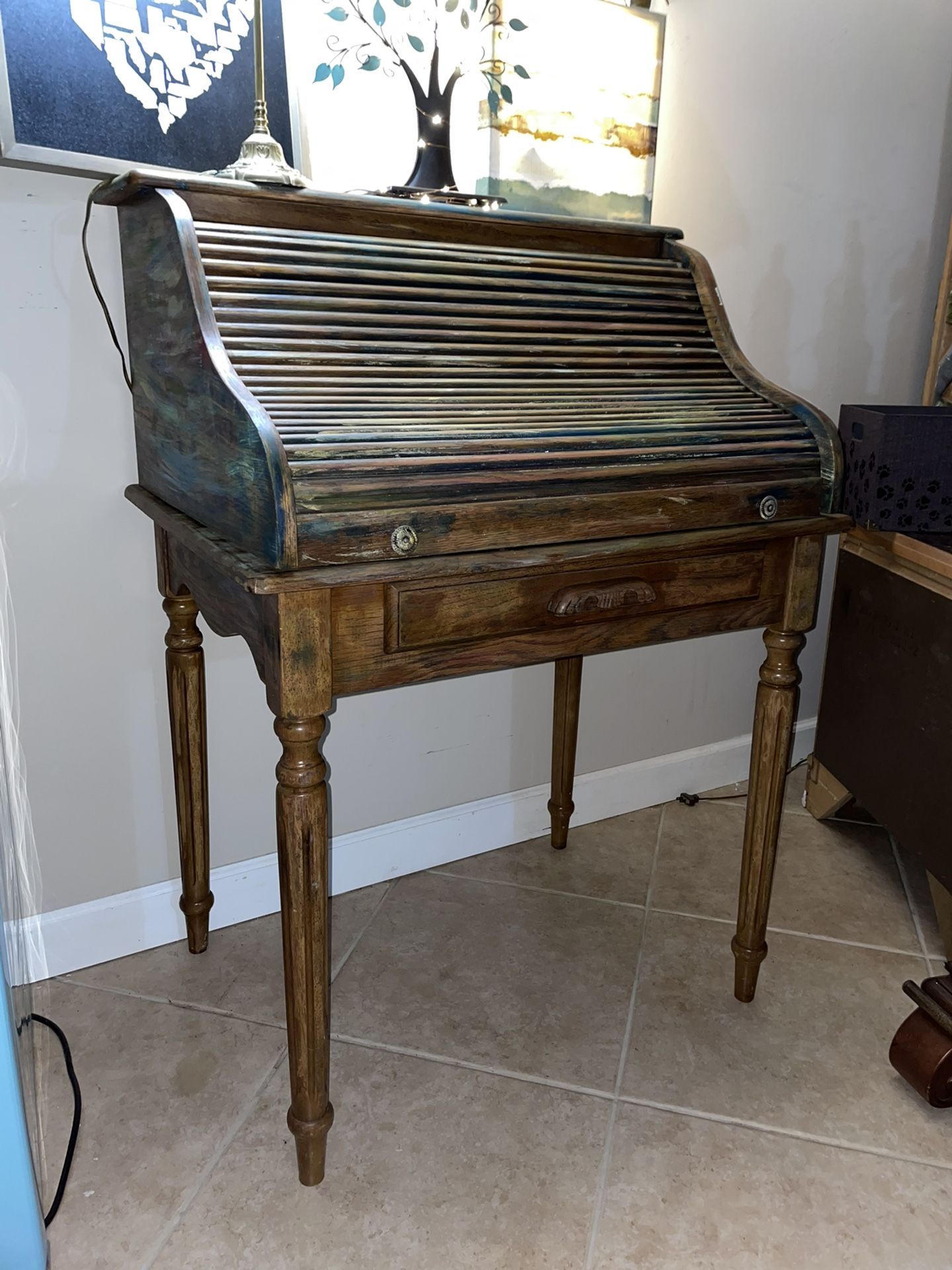 Antique Desk With Bench Seat