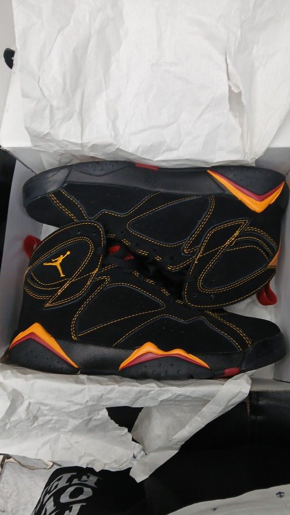 Jordan 7 Retros Black Red Yellow. 