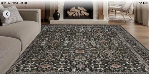 DCX 8x10 Rug for Living Room: Vintage Flower Washable Indoor Carpet Black Non-slip backing makes this washable, soft, low-pile rug safe & easy to clea