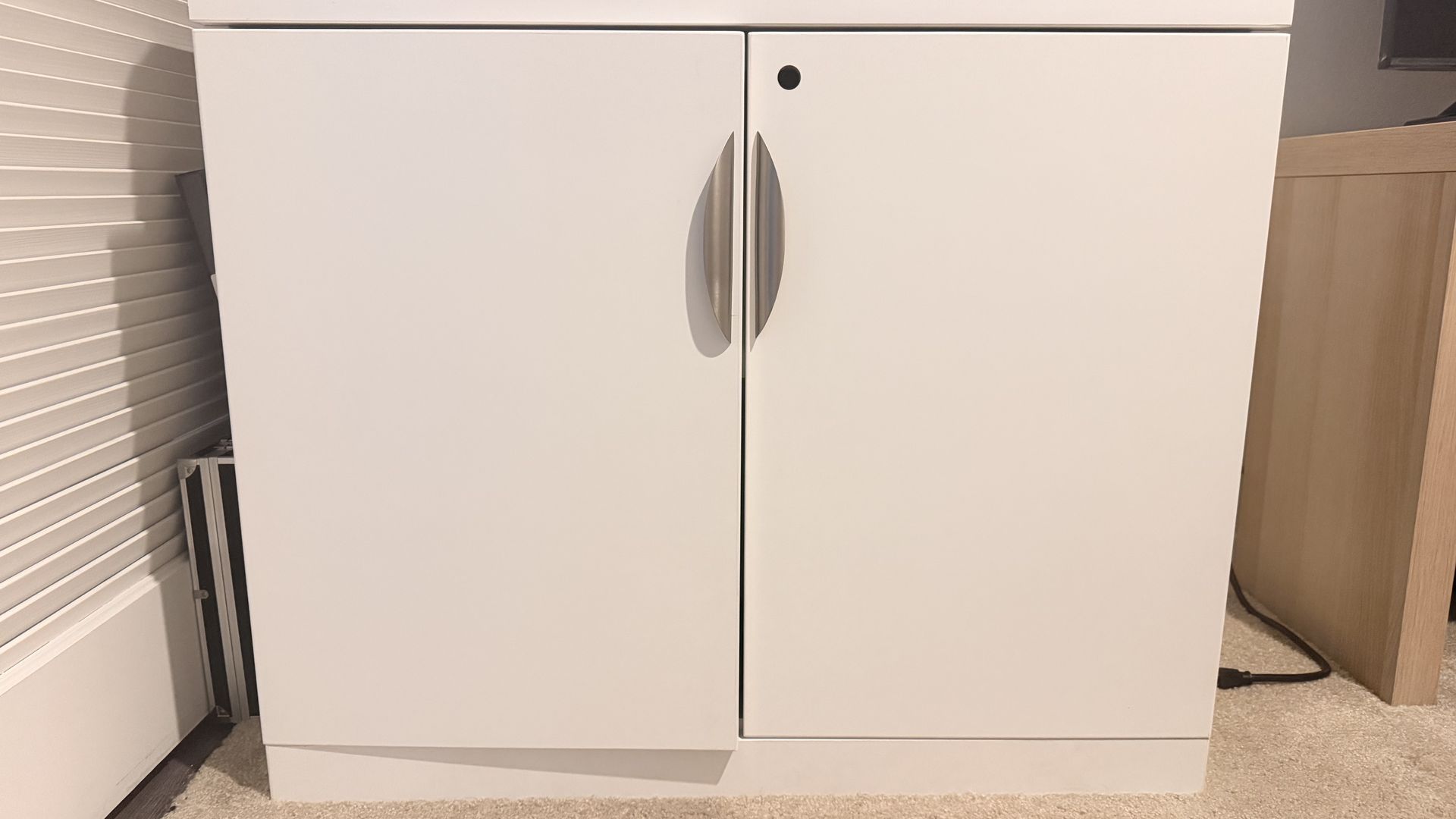 Modern White Storage Cabinet with Shelves