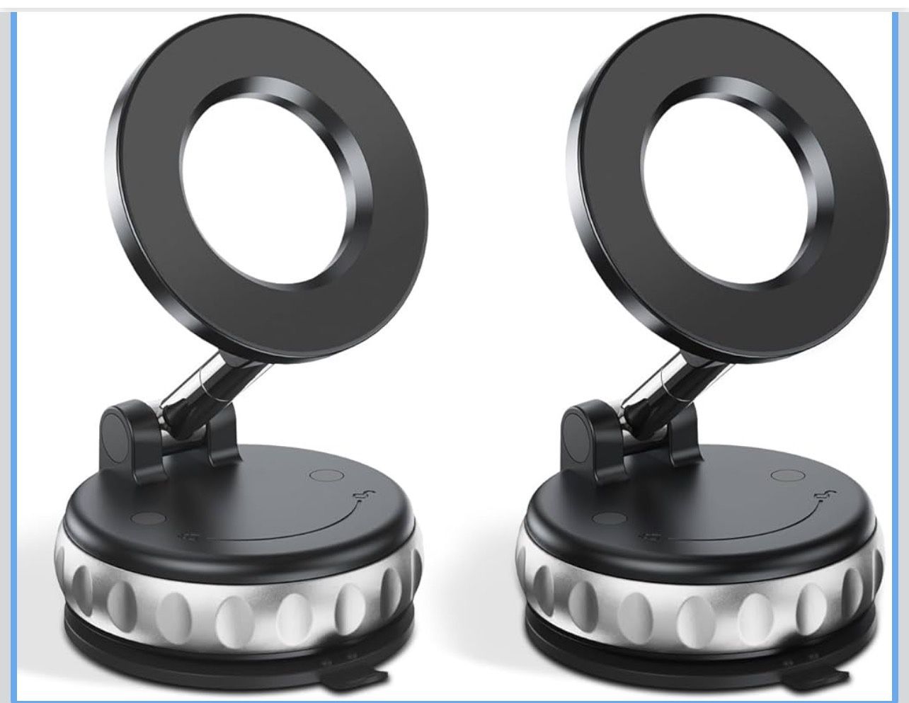2-Pack Vacuum Suction Magnetic Phone Holder for Car Dashboard, Windshield - Hands-Free Strong Grip Mount with 360° Rotation for iPhone & Android Phone