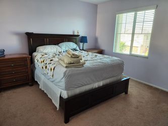 Real Cherry Woof Queen Size Bed Frame with Mattress