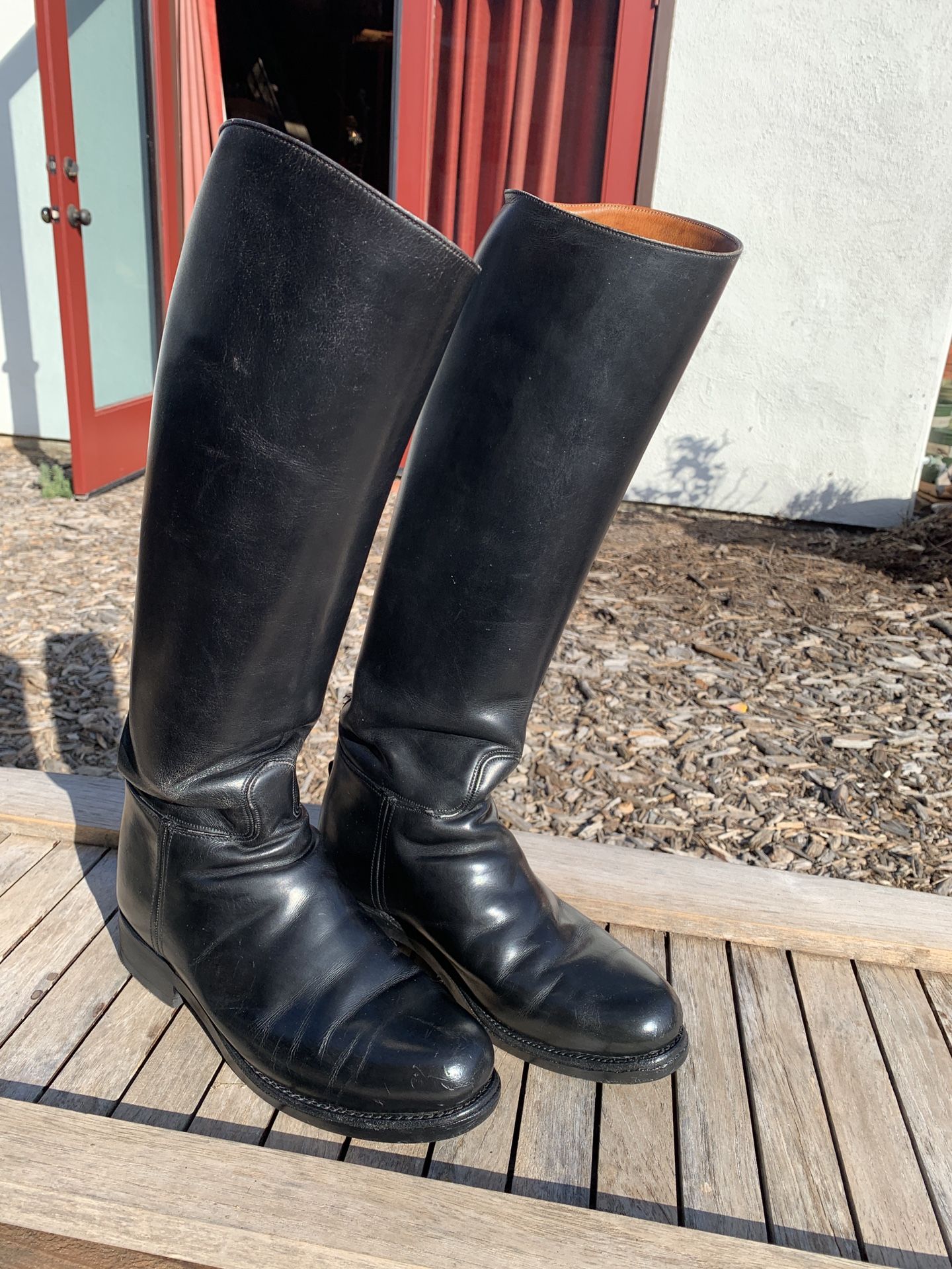womens tall black leather riding boots size 8
