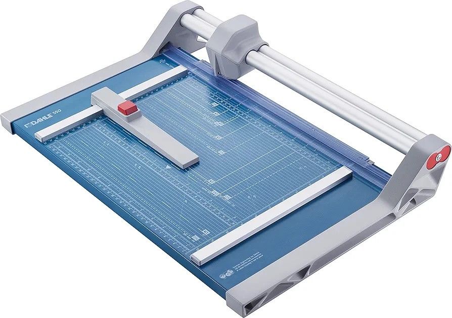 Dahle 550 Professional Rotary Trimmer, 14" Cut Length, 20 Sheet Capacity, Self-Sharpening, Dual Guide Bar, Automatic Clamp, German Engineered Pape