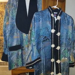 Antique JAPANESE his Snd Hers Silk Robes.  Hand Embroidered